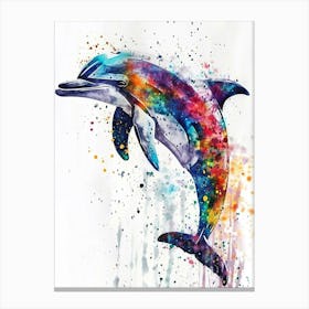 Dolphin Colourful Watercolour 2 Canvas Print