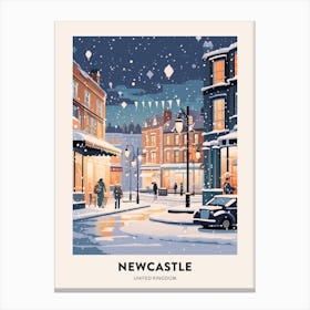 Winter Night  Travel Poster Newcastle United Kingdom 1 Canvas Print