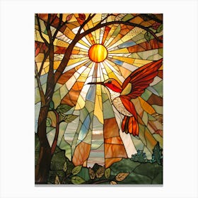 Hummingbird Stained Glass 20 Canvas Print