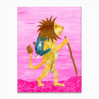 Lion In Pink Canvas Print