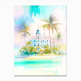 Grand Bahama Island Bahamas Watercolour Pastel Tropical Destination Canvas Print