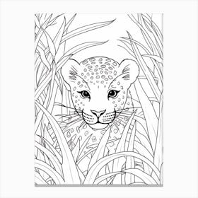 Line Art Jungle Animal Leopard 2 Canvas Print