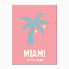 Miami, United States, Graphic Style Poster 4 Canvas Print
