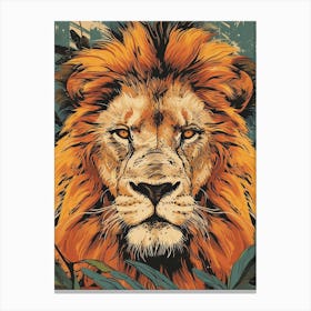 African Lion Portrait Close Up Illustration 3 Canvas Print