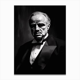 Gangster Art Don Vito Corleone The Godfather B&W 3 Canvas Print