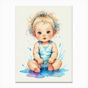 Little Girl In Water Canvas Print