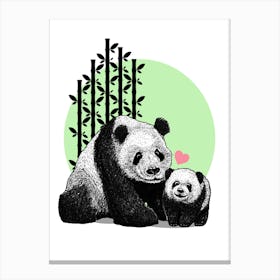 'Panda Love' Illustration Canvas Print