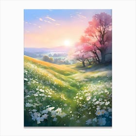 Watercolor Spring Meadow Canvas Print