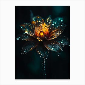 Rain drops in the flower Canvas Print