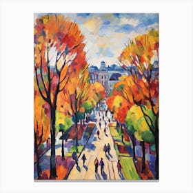 Autumn City Park Painting Gorky Park Moscow Russia Canvas Print