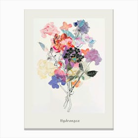 Hydrangea 2 Collage Flower Bouquet Poster Canvas Print