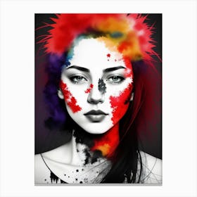 Colorful Girl With Paint On Her Face 1 Canvas Print