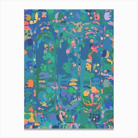 Quirky Aesthetic Abstract Shapes in Tropical Blue and Green Canvas Print
