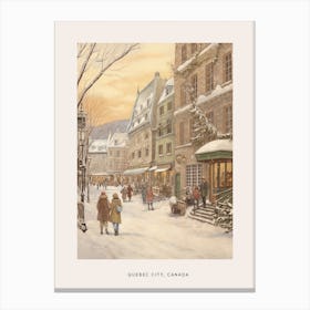 Vintage Winter Poster Quebec City Canada 2 Canvas Print