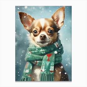 A Chihuahua Smilling And Wearing A Christmas Canvas Print