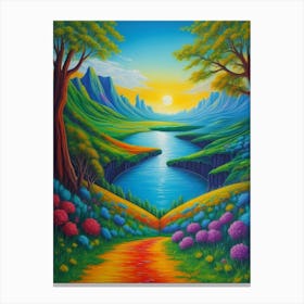 Psychedelic Colorful Landscape 4 Canvas Print