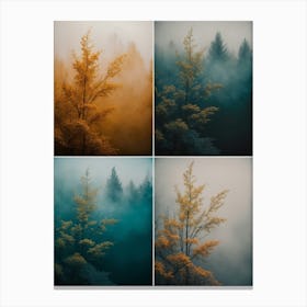 Four Trees In The Mist Canvas Print