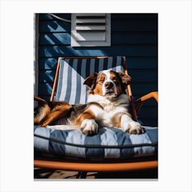 Dog Sleeping In A Lounge Chair Canvas Print