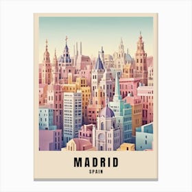 Madrid City Travel Poster Spain Low Poly (8) Canvas Print