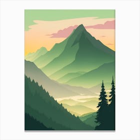Misty Mountains Vertical Composition In Green Tone 161 Canvas Print
