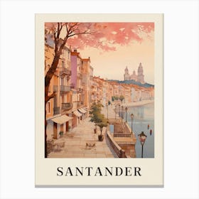 Santander Spain 4 Vintage Pink Travel Illustration Poster Canvas Print