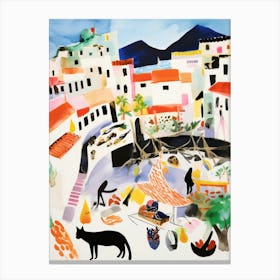 The Food Market In Positano 3 Illustration Canvas Print