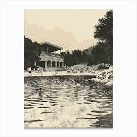 Duotone Illustration Barton Springs Pool Austin Texas 2 Canvas Print