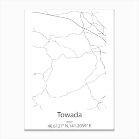 Towada,Japan Minimalist Map Canvas Print