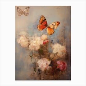 Butterflies & Peonies Redon Inspired Canvas Print