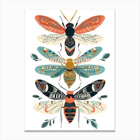 Colourful Insect Illustration Wasp 4 Canvas Print