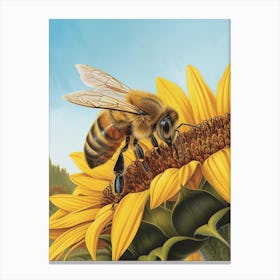European Honey Bee Storybook Illustration 5 Canvas Print