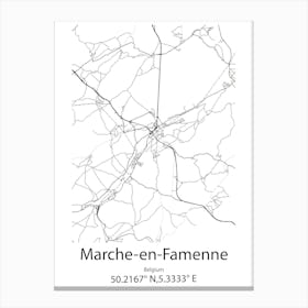 Marche En Famenne,Belgium Minimalist Map Canvas Print