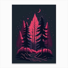A Fantasy Forest At Night In Red Theme 10 Canvas Print