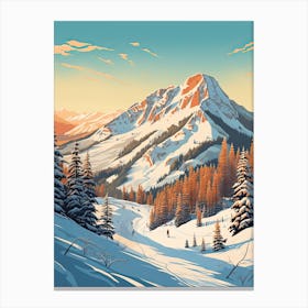 Jackson Hole Mountain Resort   Wyoming, Usa, Ski Resort Illustration 1 Simple Style Canvas Print