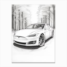 Tesla Model S Line Drawing 3 Canvas Print