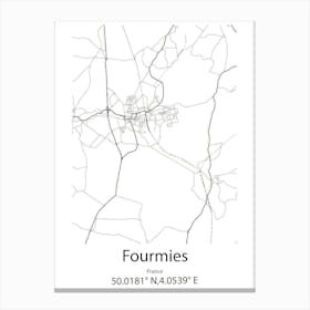 Fourmies,France Minimalist Map Canvas Print