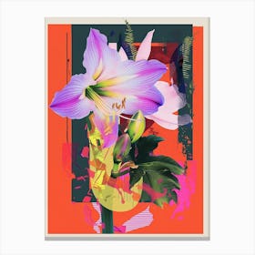 Amaryllis 2 Neon Flower Collage Canvas Print