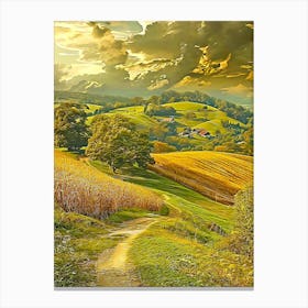 Landscape, Field, Hill Canvas Print