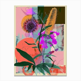 Prairie Clover 3 Neon Flower Collage Canvas Print