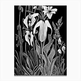 Marsh Bellflower Wildflower Linocut 2 Canvas Print