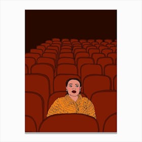 Woman In An cinema at night Canvas Print