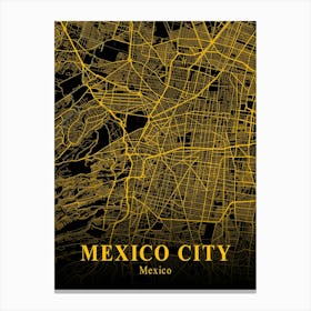 Mexico City Gold City Map 1 Canvas Print