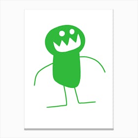 Kids Art Green Mascot Monster Canvas Print