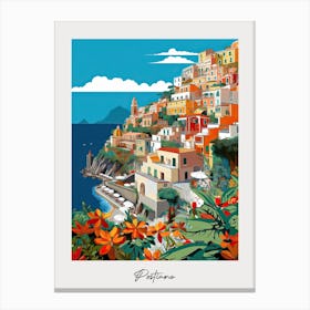 Poster Of Postiano, Italy, Illustration In The Style Of Pop Art 2 Canvas Print