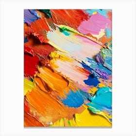 Palette With Mixed Bright Paints Canvas Print