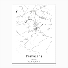 Pirmasens,Germany Minimalist Map Canvas Print