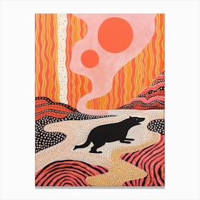 Linocut Polka Dot Inspired Animal In The Wild Canvas Print