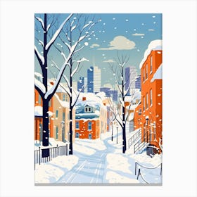 Retro Winter Illustration Montreal Canada 1 Canvas Print