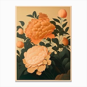 Karl Rosenfield Peonies 1 Orange Vintage Sketch Canvas Print