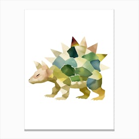 Baby Allosaurus Stegosaurus Watercolour Illustration 1 Canvas Print